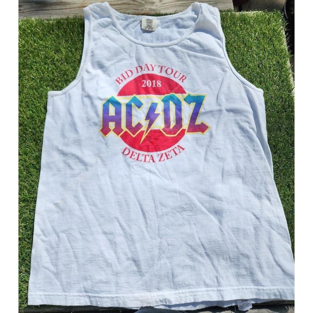 Delta Zeta AC/DZ 2018 Bid Day Tour  Sleeveless Tank Top T-shirt Size M White - Picture 2 of 8
